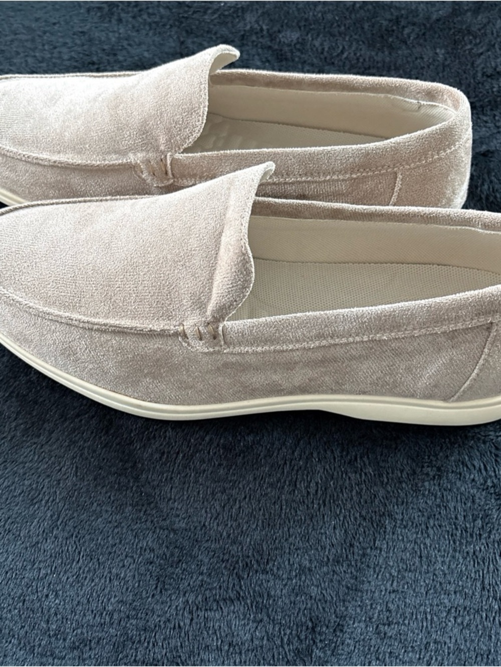 Old Money Luxury Mens Suede Loafers Sand Beige Slip On Size 43/US Size 10 - Picture 3 of 5